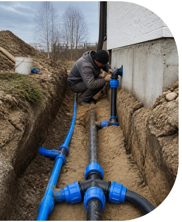 Монтаж наружного водопровода на участке под ключ в Минусинске